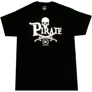 "Pirate Skull and Crossed Sabers" Born a Pirate T-Shirt